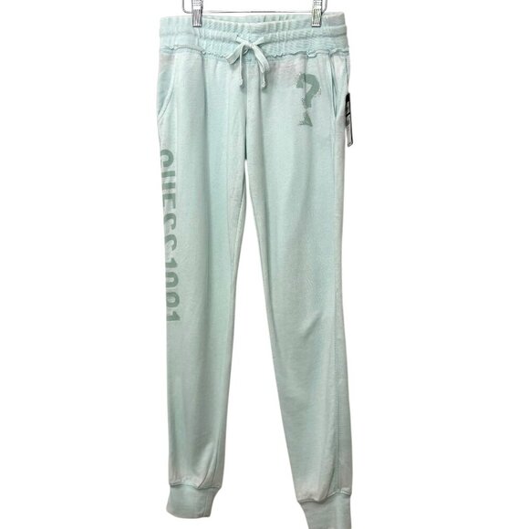GUESS LOS ANGELES Lounge Pants NWT Soft Green Drawstring Jogger Cuffs Size Small - Picture 1 of 10